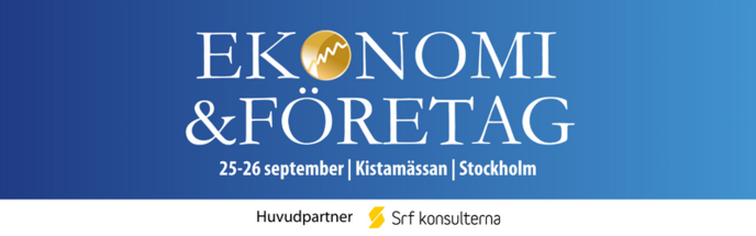 Ekonomi & företag en blå banner